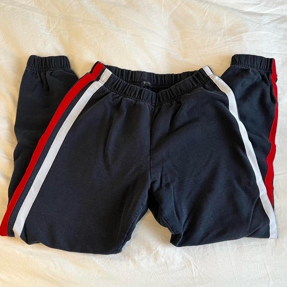 Brandy Melville navy rosa jogger sweatpants red white side stripe